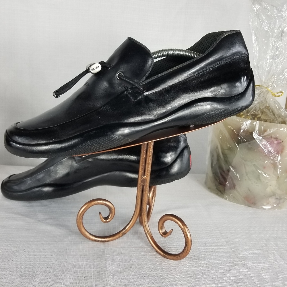 Prada 11M Black Leather Slip-On Sneakers